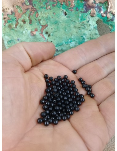 lot de 95 perles de Tourmaline noire 3mm