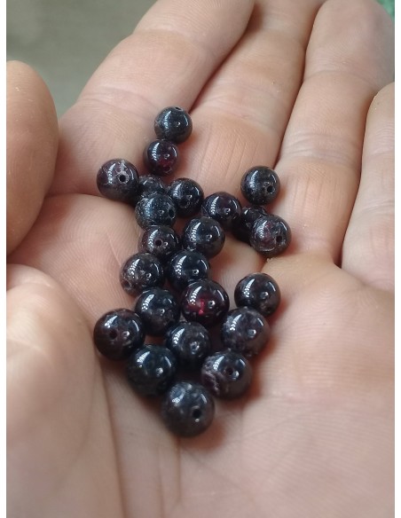 lot de 22 perles de Grenat Almandin 7mm extra A