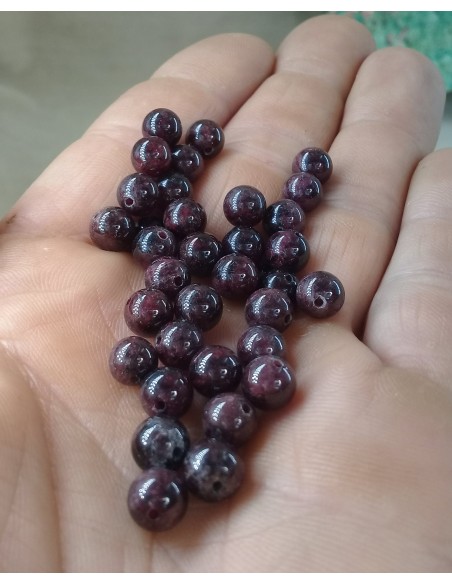 lot de 35 perles de Grenat Almandin 7mm extra AA