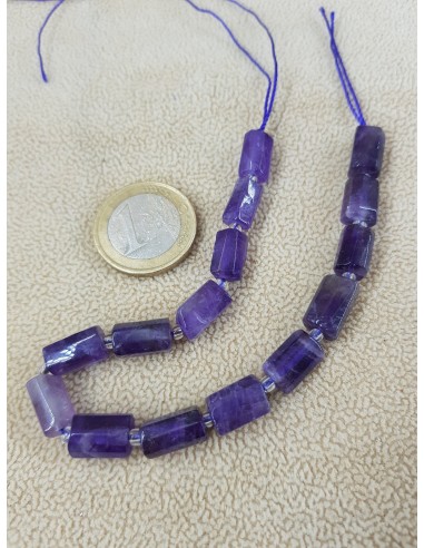 Fil d'Améthyste en Tube Facetté 6x10mm