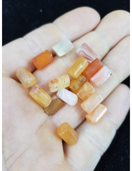 Fil de Cornaline en Tube Facetté 6x10mm