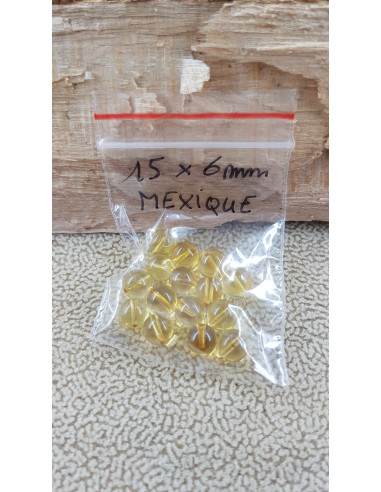 Lots de Perles Ambre Jaune du Mexique 6mm Rare!!!