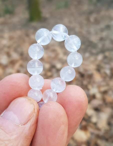 Bracelet de Quartz Fantôme Flocon de Neige 8mm, Rare