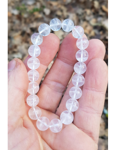 Bracelet de Quartz Fantôme Flocon de Neige 10mm, Rare