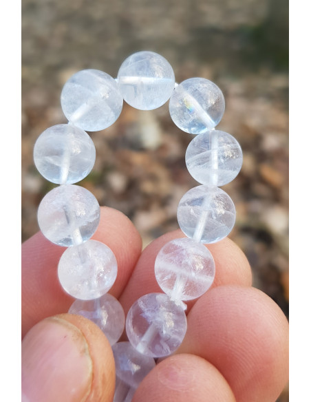 Bracelet de Quartz Fantôme Flocon de Neige 10mm, Rare