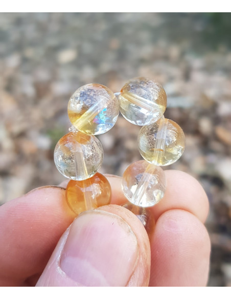 Bracelet de Quartz Azeztulite Jaune 12mm, Rare