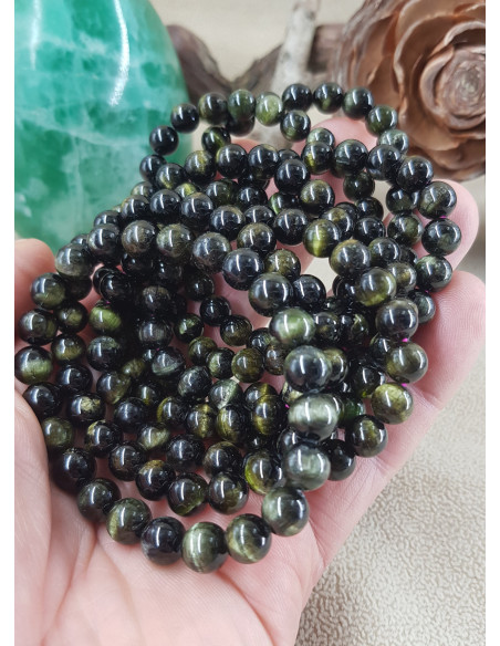 Bracelet de Tourmaline Verte Oeil de Chat 8-9mm lot 03/2023