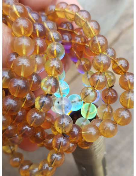 Véritable Bracelet en Ambre Bleue du Mexique 8-9mm lot 03/2023