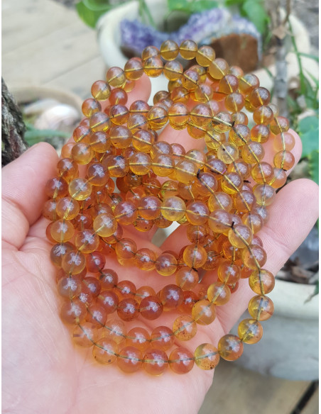 Véritable Bracelet en Ambre Bleue du Mexique 8-9mm lot 03/2023