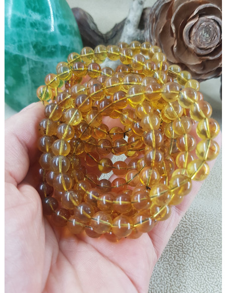 Véritable Bracelet en Ambre Bleue du Mexique 8-9mm lot 03/2023