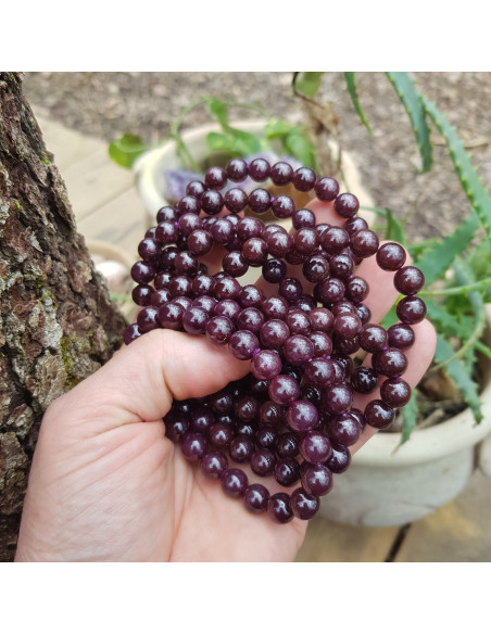Rare!! Bracelet de Grenat Almandin Étoilé 8-9mm lot 03/2023