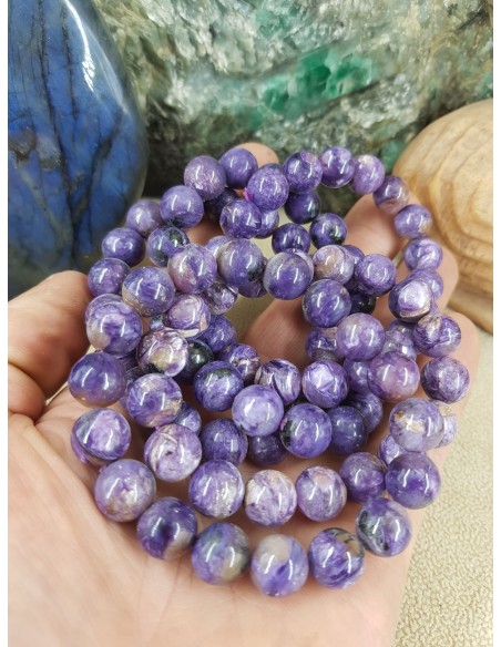 Lot de 5 ou 10 Perles de Charoïte AA en 12 ou 14mm